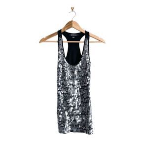 Impress Womens Tank Top Sequin Racerback Tunic Clear Black Size Small